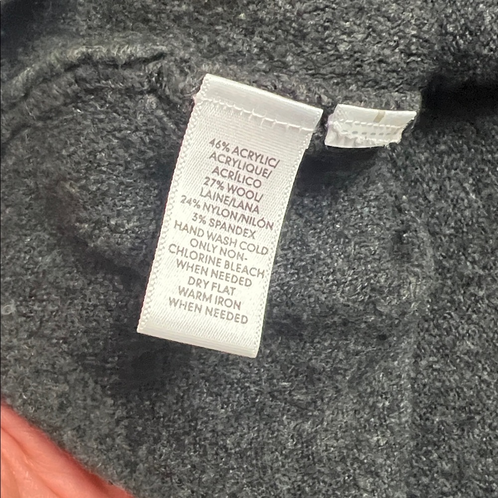 Loft charcoal gray wool blend pullover sweater 3/4 bell sleeves M - Picture 6 of 9
